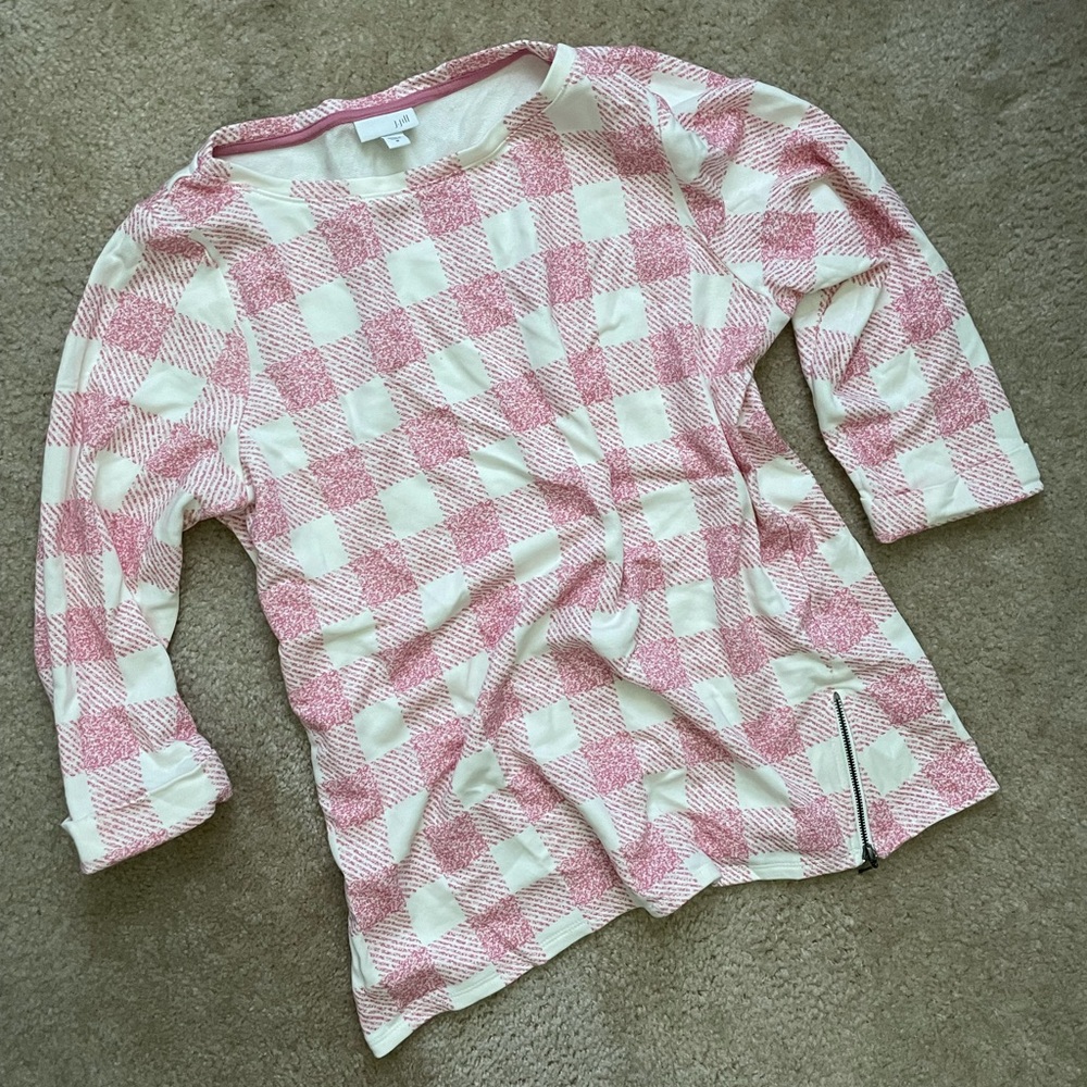J Jill Gingham Buffalo Plaid Quarter Sleeve